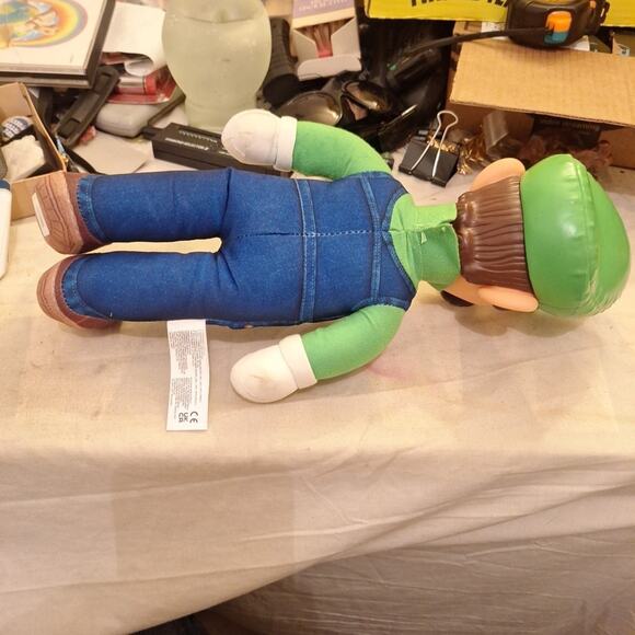 Super Mario Bros. Movie Luigi Plush Stuffed Doll Vinyl Face Jakks 15” 2023 - Picture 3 of 7